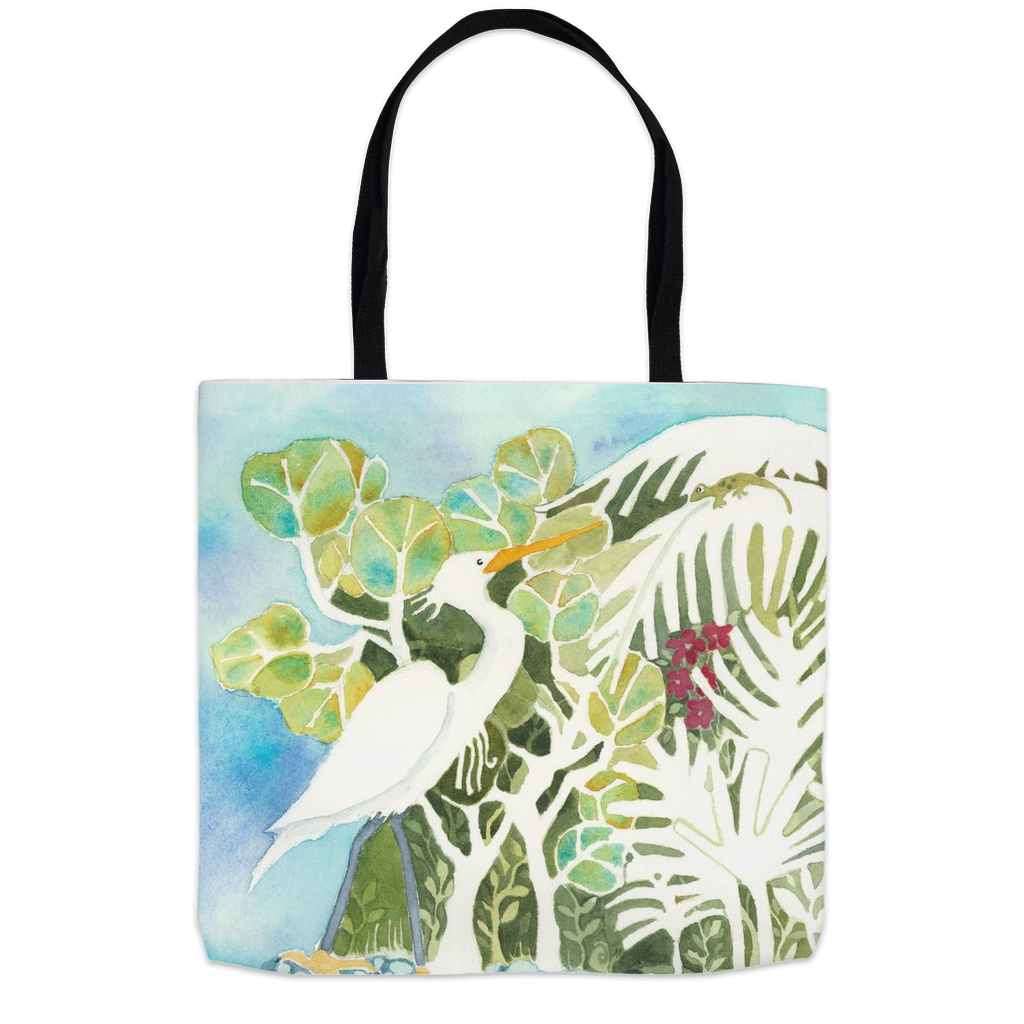 Snowy Egret and Gecko Tote Bag