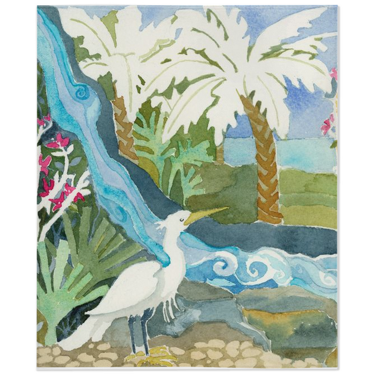 Snowy Egret Waterfall Minky Blanket