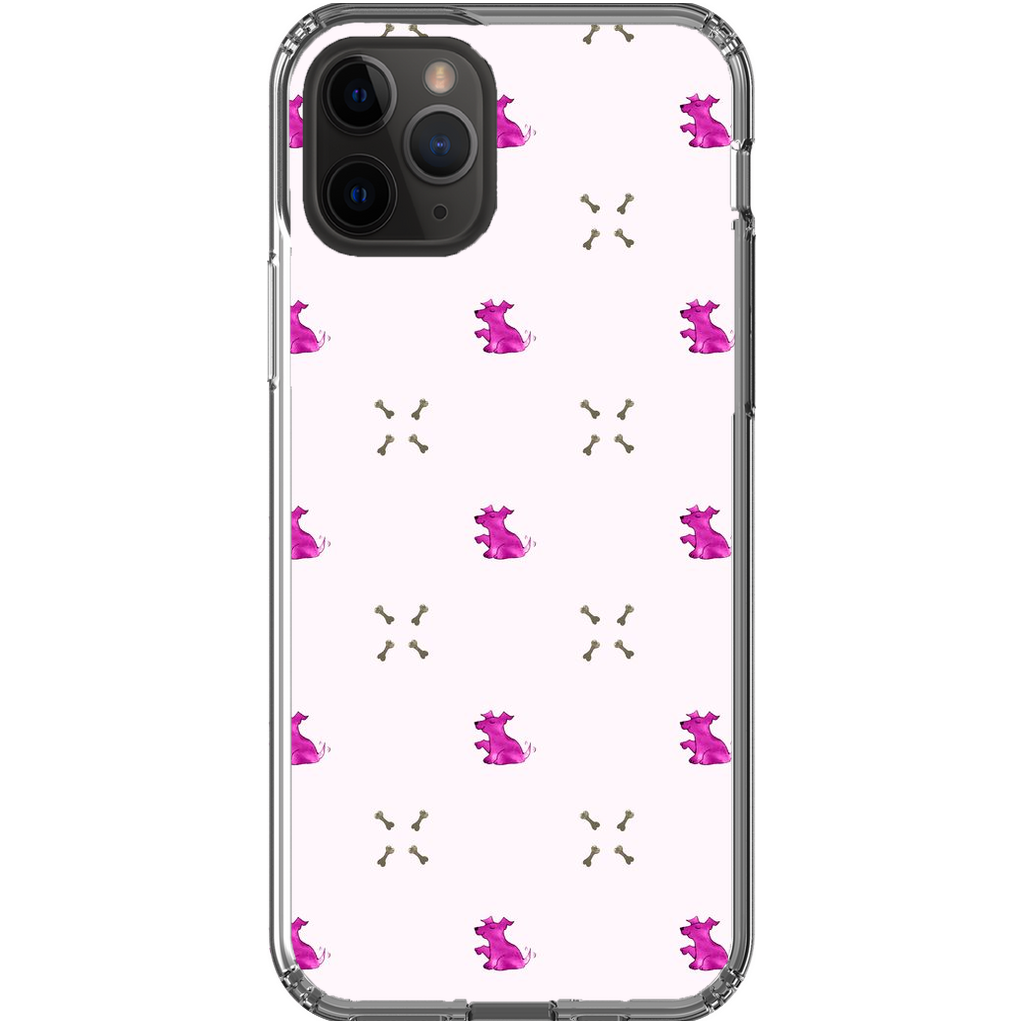 Simple Dog and Bone Pattern I Phone Case (Pink)
