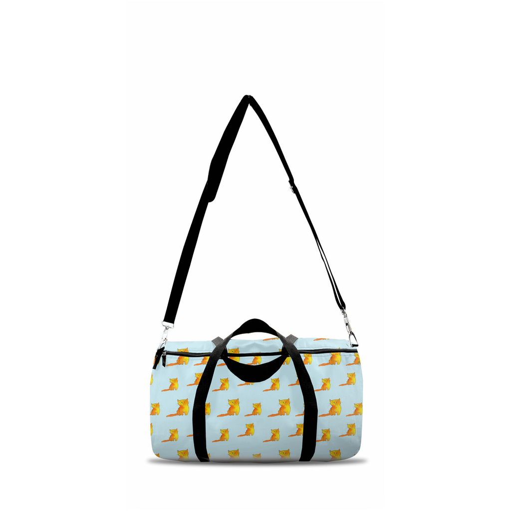 Happy Cat Pattern Duffle Bag (Blue)