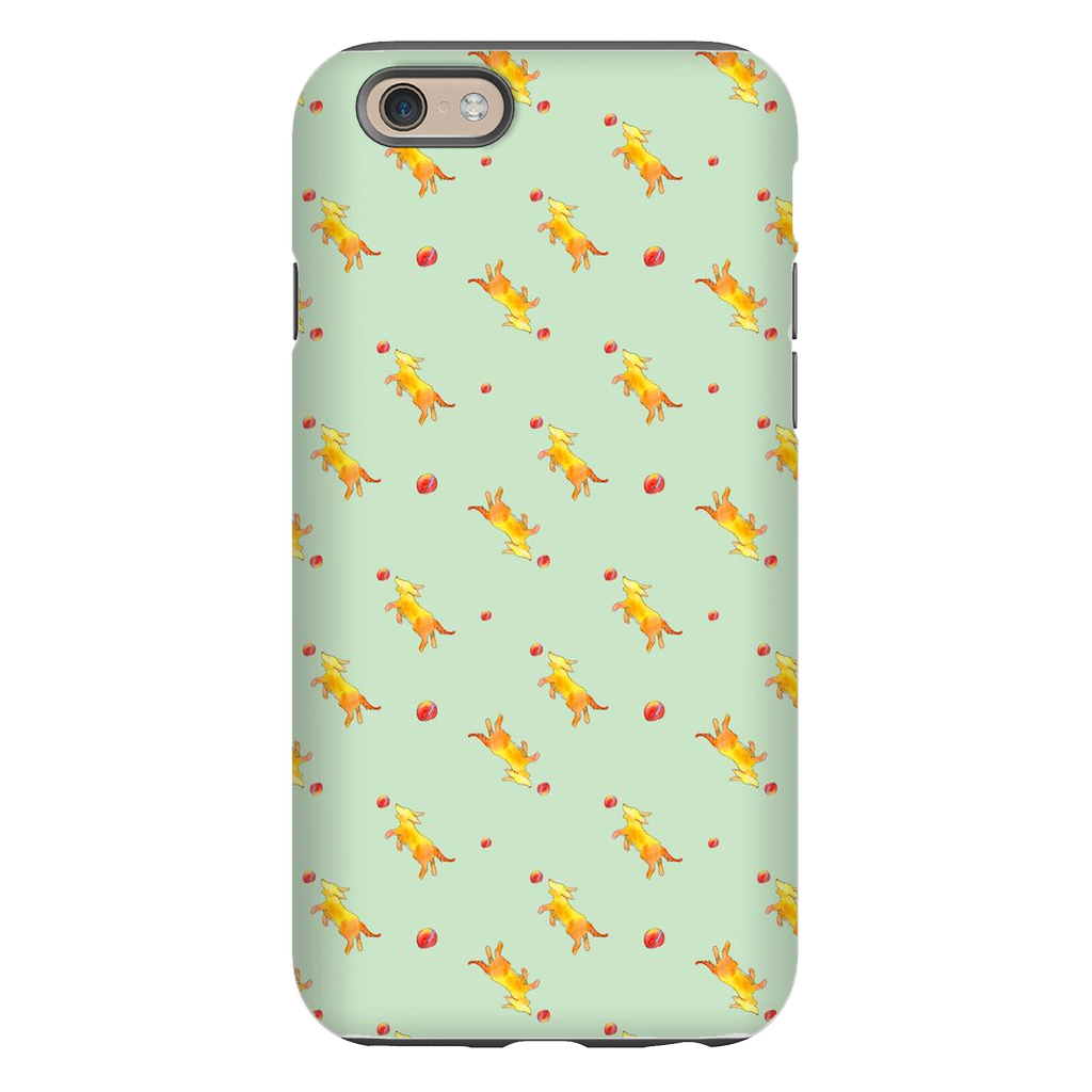 Playful Puppy Pattern iPhone Case (Green)