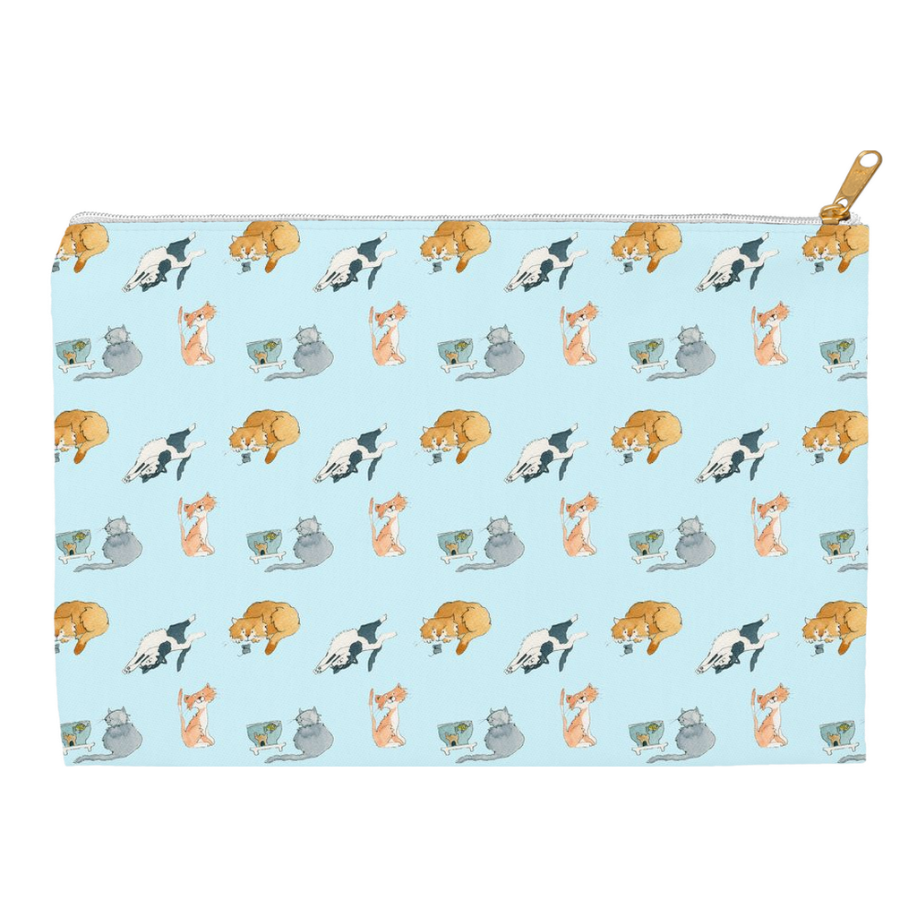 Cats Pattern Accessory Pouch (Blue)
