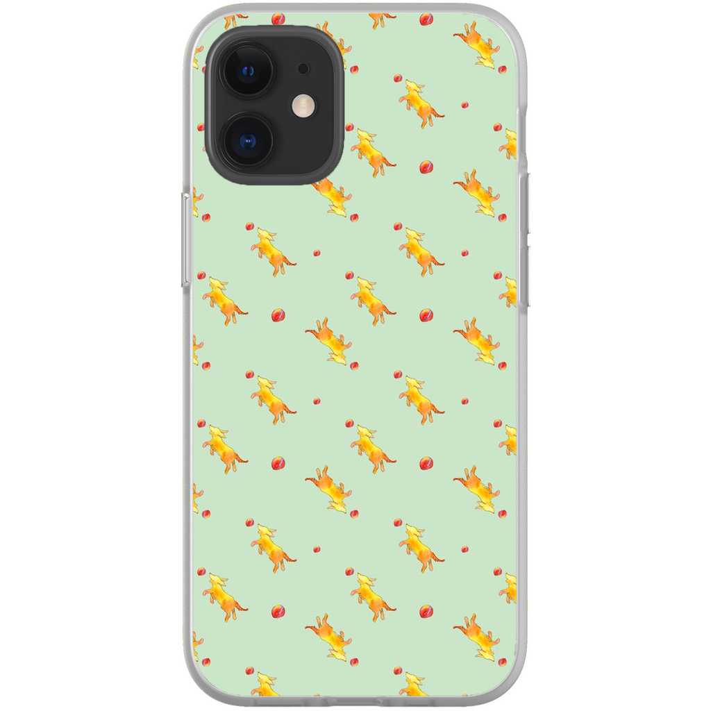 Playful Puppy Pattern iPhone Case (Green)