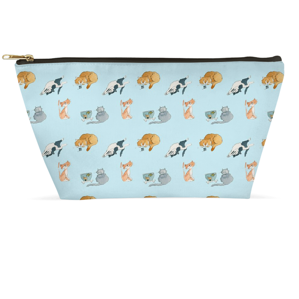 Cats Pattern Accessory Pouch (Blue)
