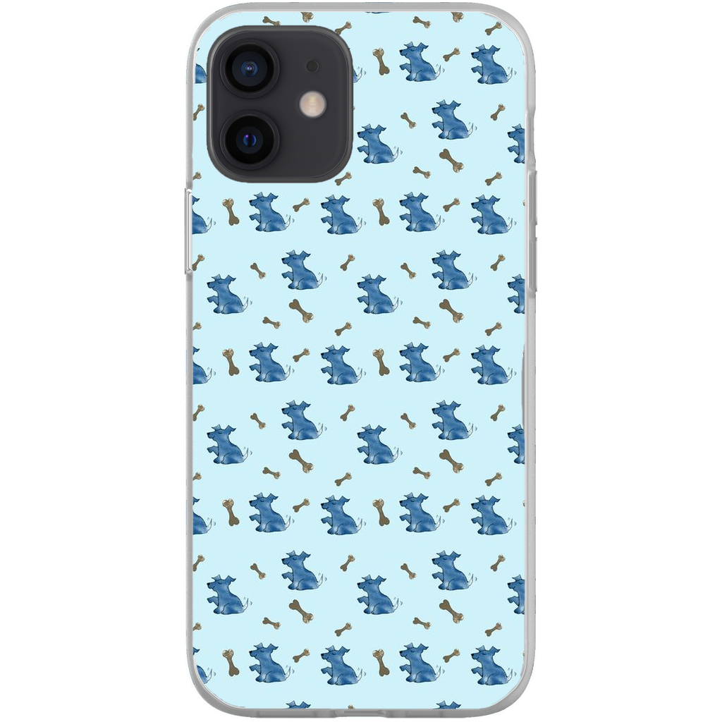 Simple Dog and Bone Pattern I Phone Case (Blue)
