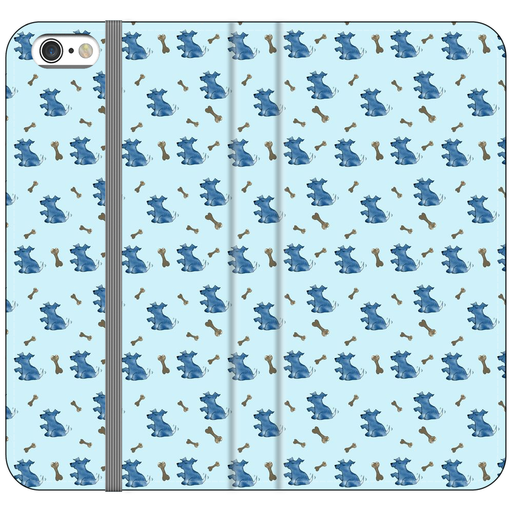 Simple Dog and Bone Pattern I Phone Case (Blue)