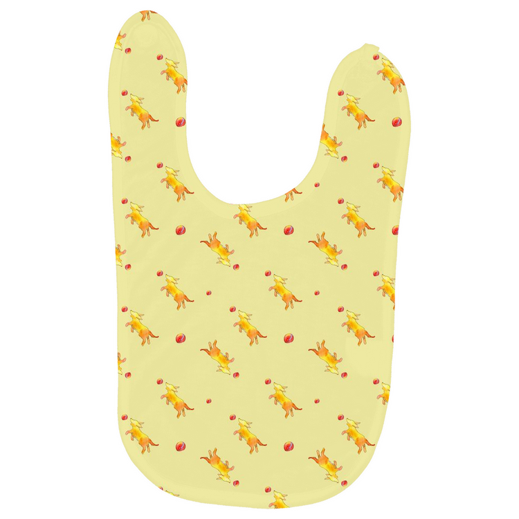 Playful Puppy Pattern Baby Bib -(Yellow)