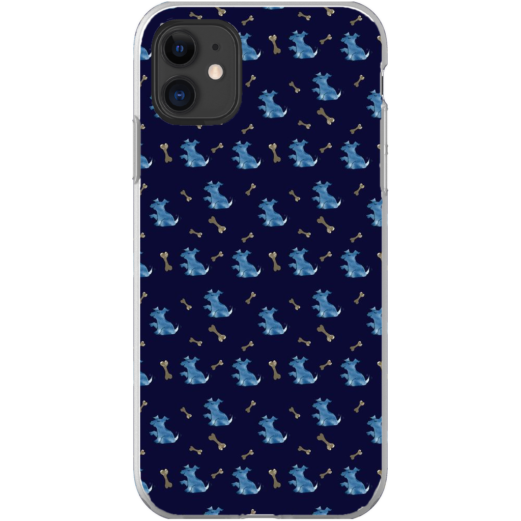 Simple Dog and Bone Pattern I Phone Case (Dark Blue)