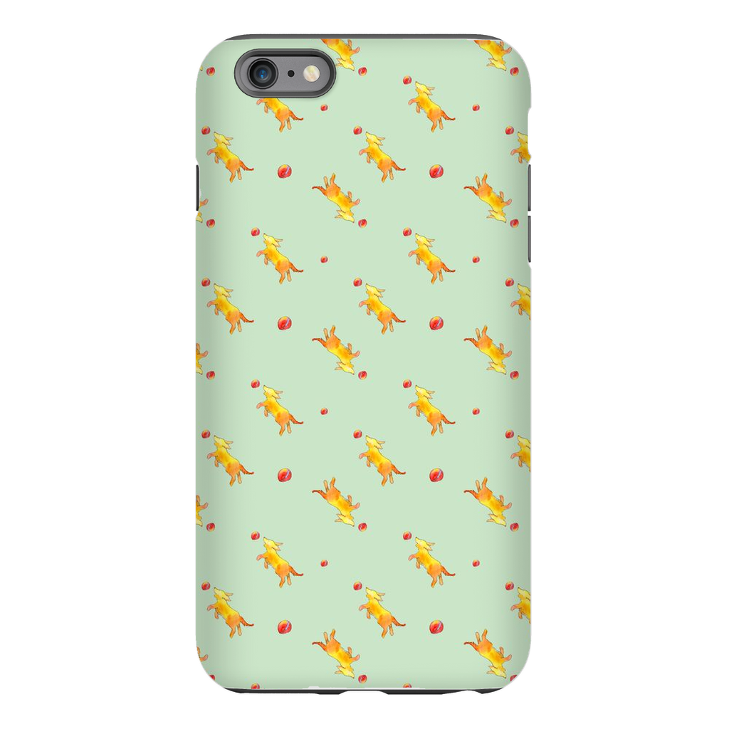 Playful Puppy Pattern iPhone Case (Green)