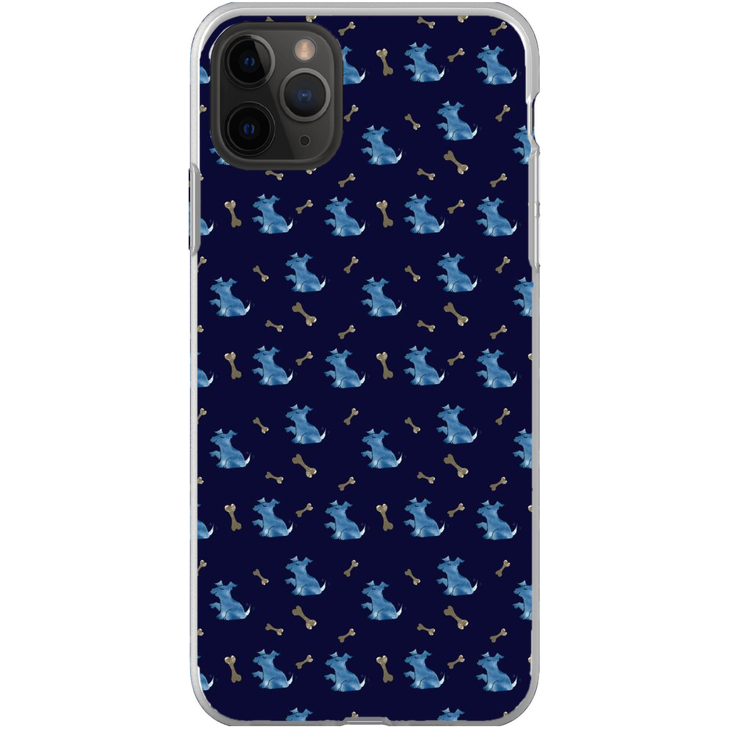 Simple Dog and Bone Pattern I Phone Case (Dark Blue)