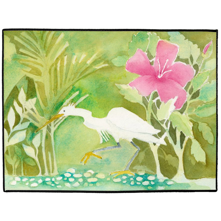 Snowy Egret Hunting Floor Mat