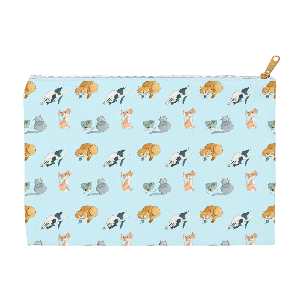 Cats Pattern Accessory Pouch (Blue)