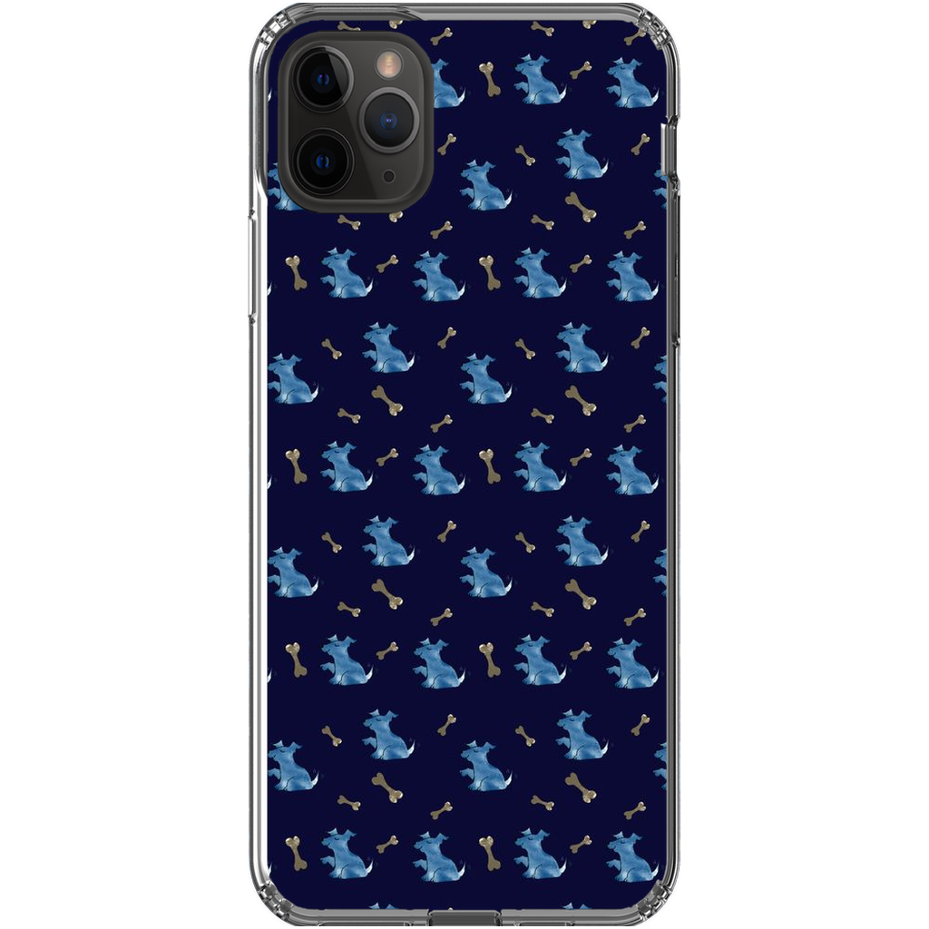Simple Dog and Bone Pattern I Phone Case (Dark Blue)