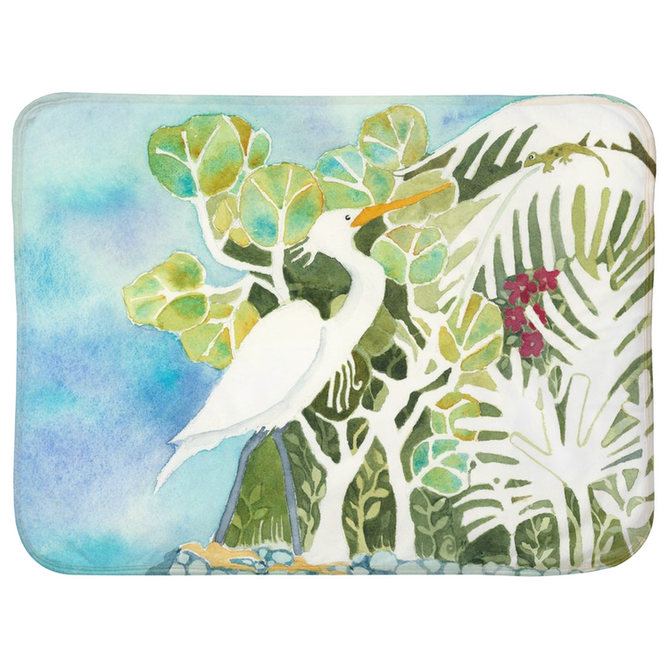 Snowy Egret and Gecko Baby Sherpa Blanket