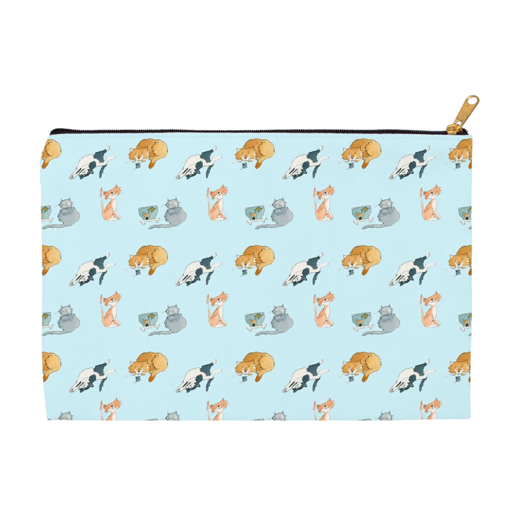 Cats Pattern Accessory Pouch (Blue)