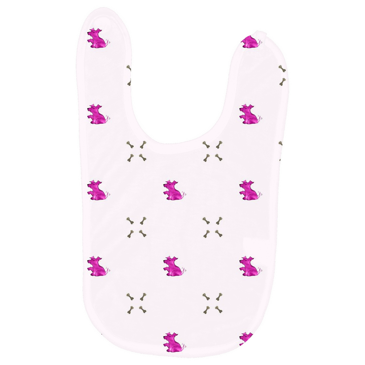Dog and Diamond Bone Pattern Baby Bib -(Pink)