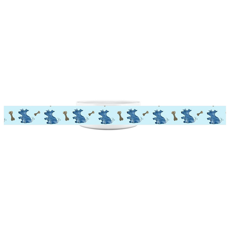 Simple Dog and Bone Pattern Pet Bowl (Blue)