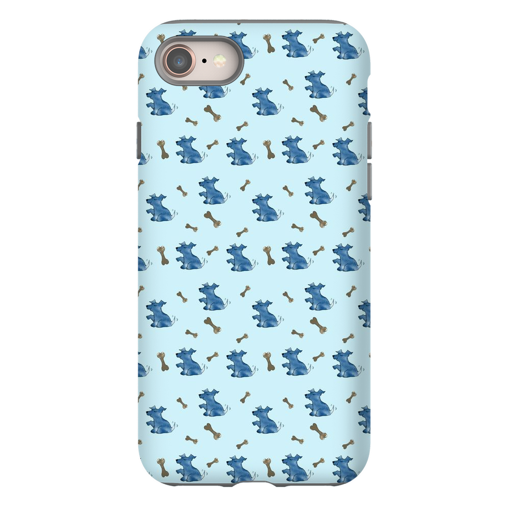 Simple Dog and Bone Pattern I Phone Case (Blue)
