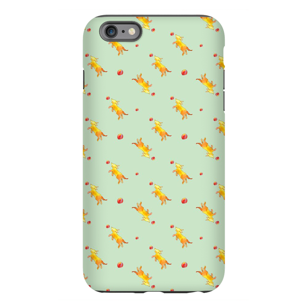 Playful Puppy Pattern iPhone Case (Green)