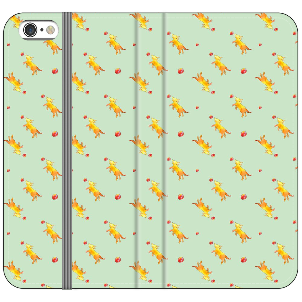 Playful Puppy Pattern iPhone Case (Green)