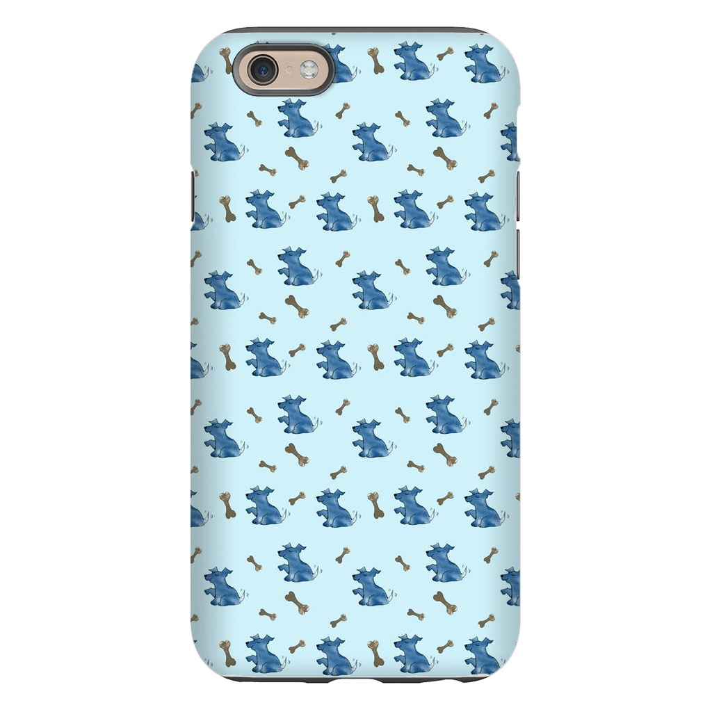 Simple Dog and Bone Pattern I Phone Case (Blue)