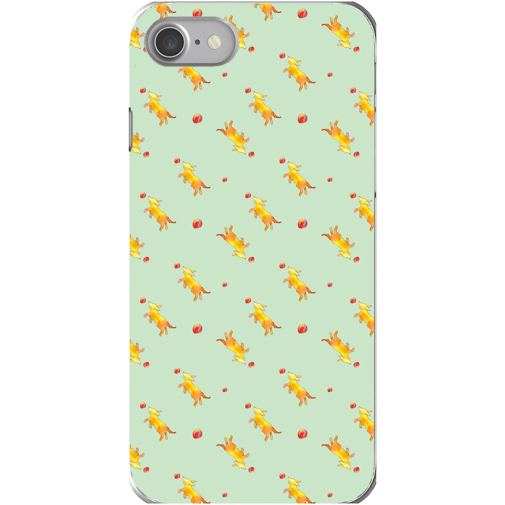 Playful Puppy Pattern iPhone Case (Green)