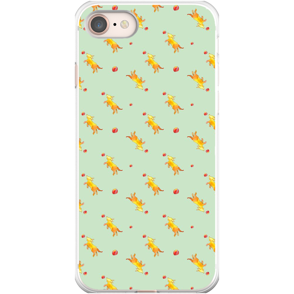 Playful Puppy Pattern iPhone Case (Green)