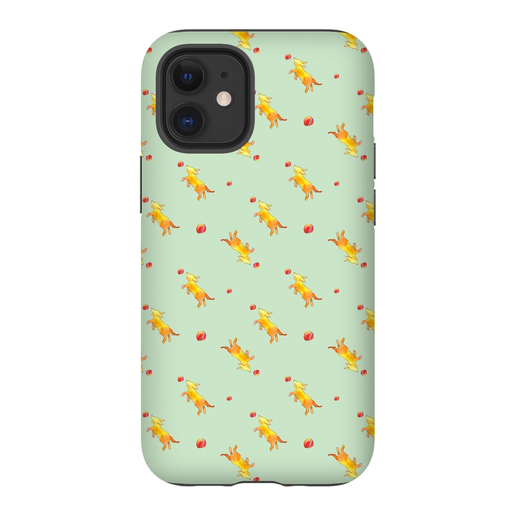 Playful Puppy Pattern iPhone Case (Green)