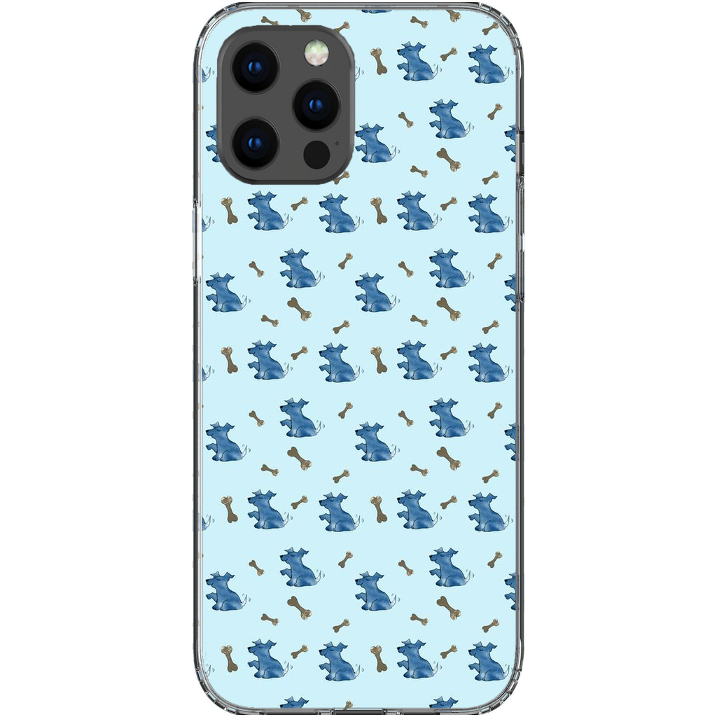 Simple Dog and Bone Pattern I Phone Case (Blue)