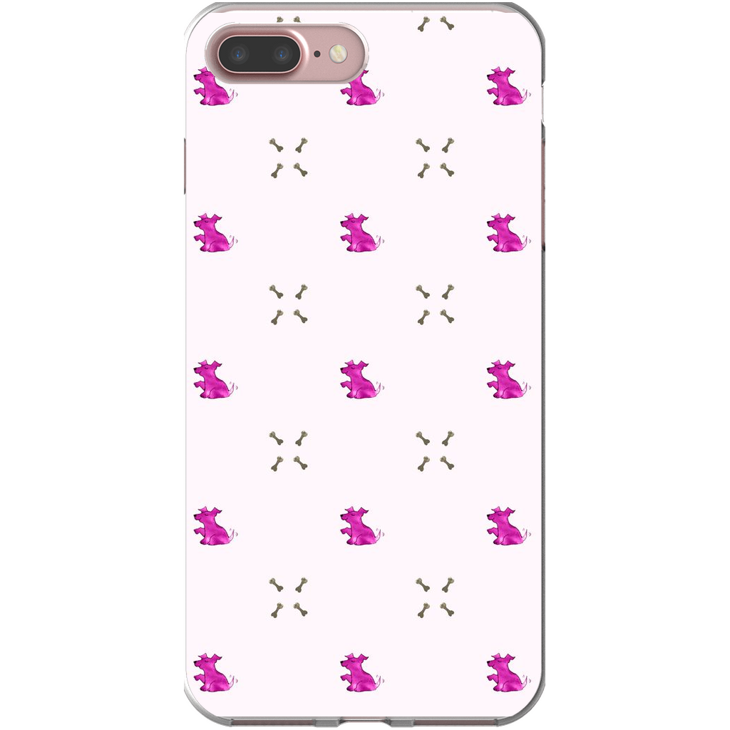 Simple Dog and Bone Pattern I Phone Case (Pink)