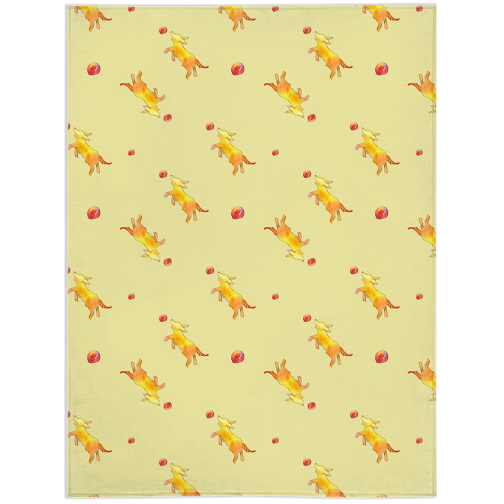 Playful Puppy Pattern Minky Blanket (Yellow)