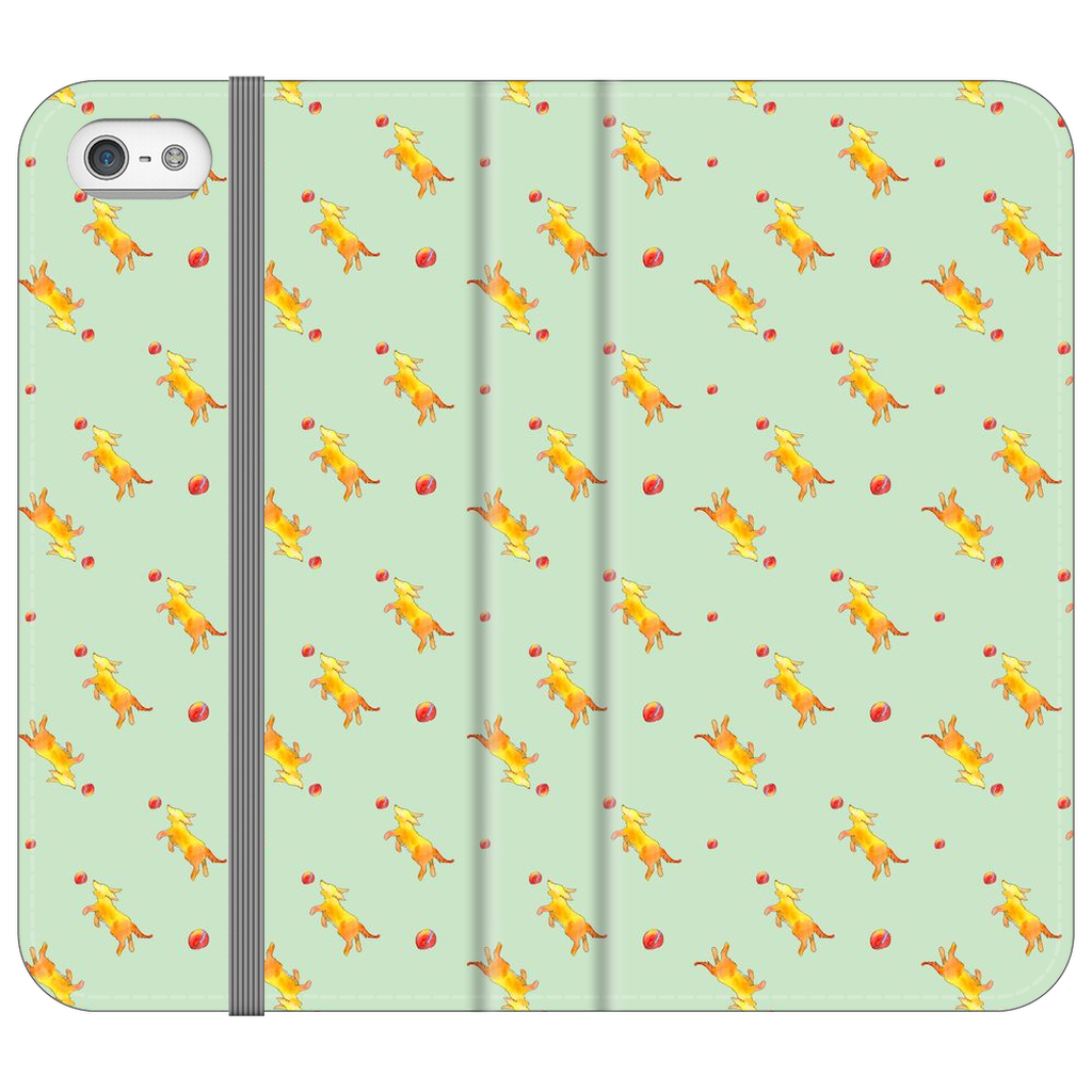 Playful Puppy Pattern iPhone Case (Green)