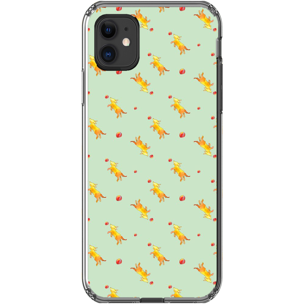 Playful Puppy Pattern iPhone Case (Green)