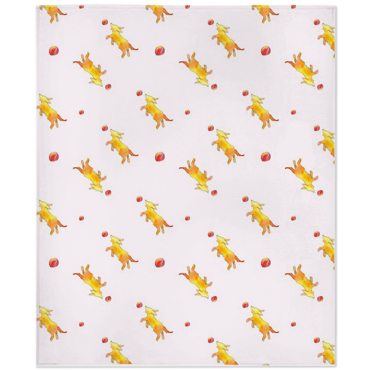 Playful Puppy Pattern Minky Blanket (Pink)