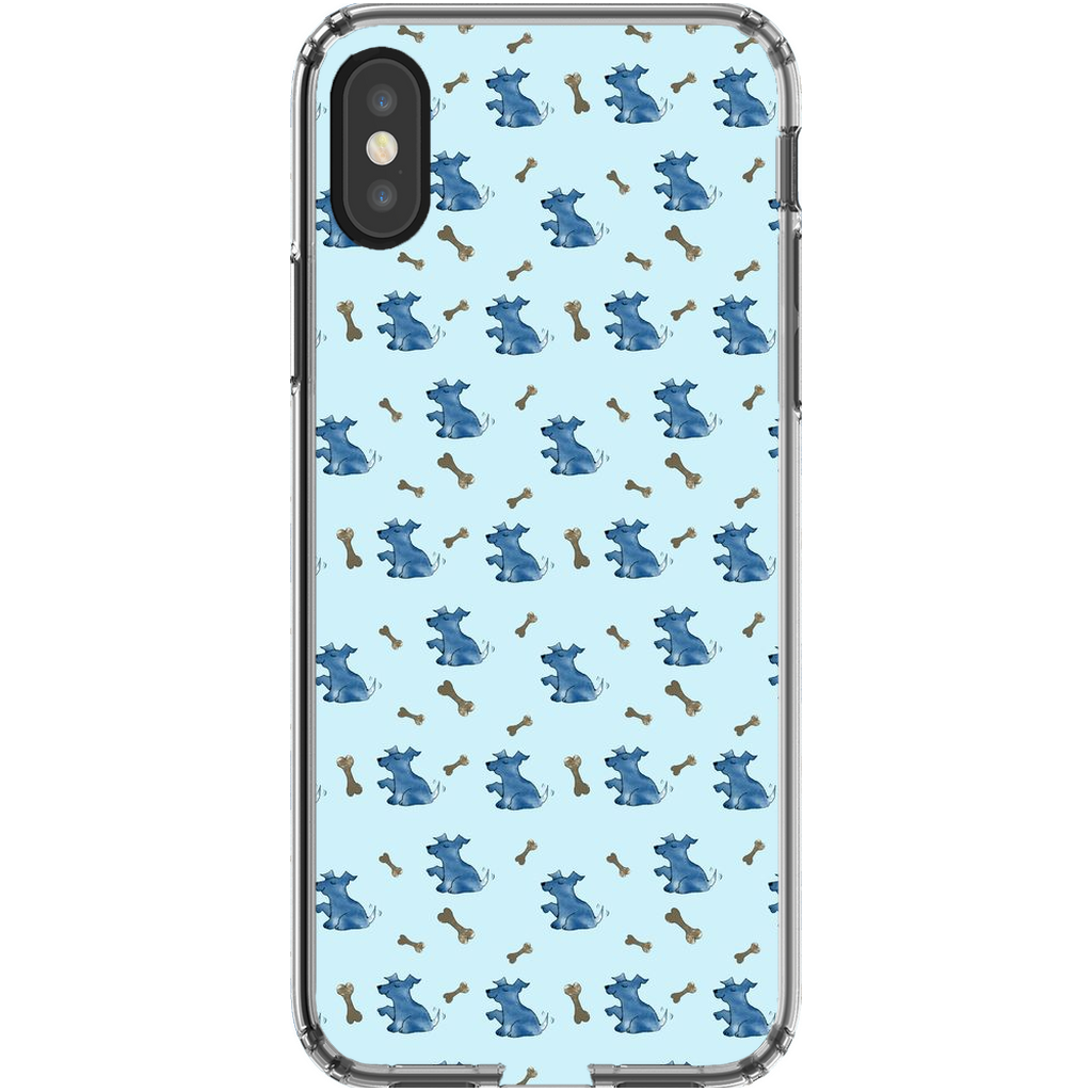Simple Dog and Bone Pattern I Phone Case (Blue)