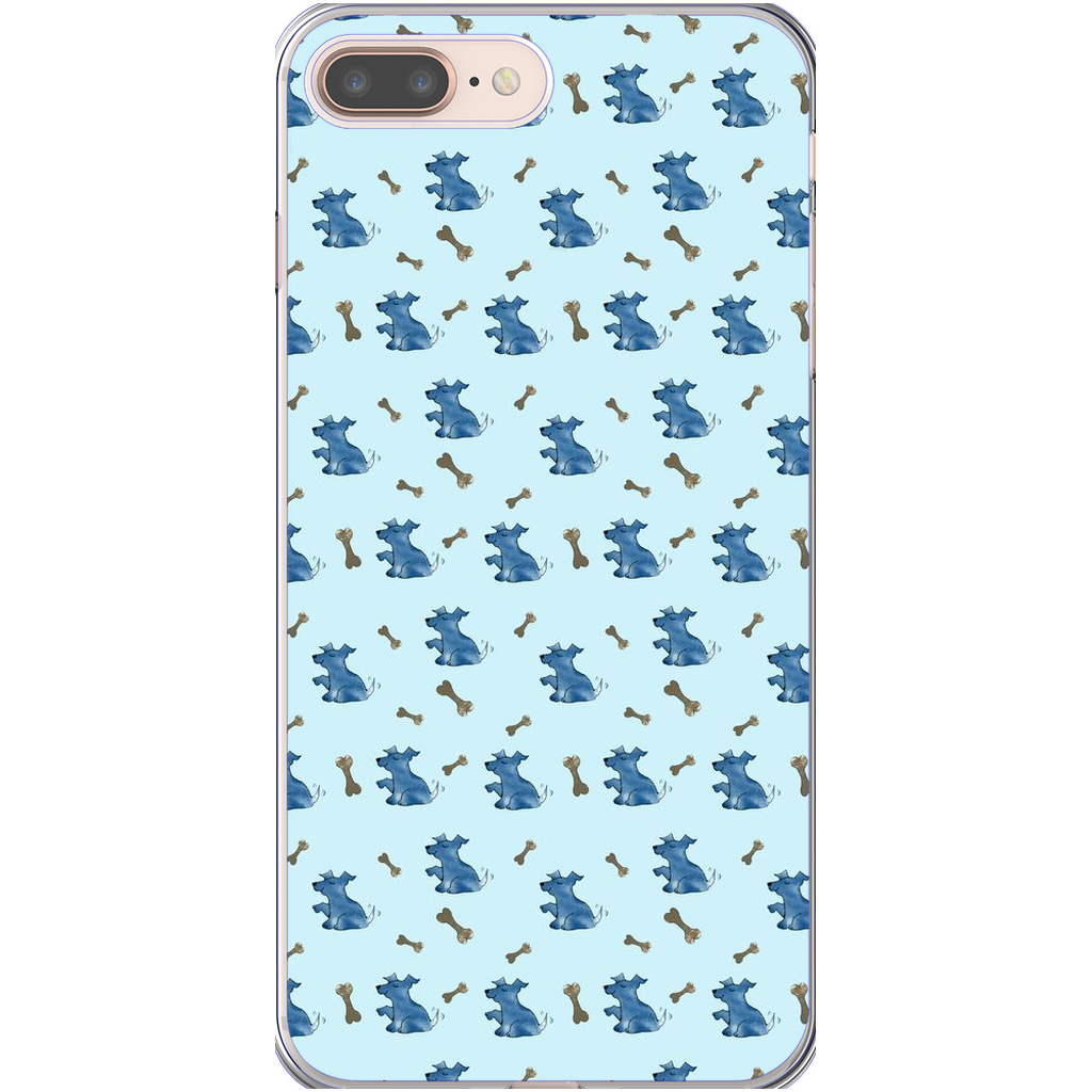 Simple Dog and Bone Pattern I Phone Case (Blue)