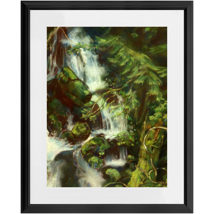 Forest Waterfall Framed Print