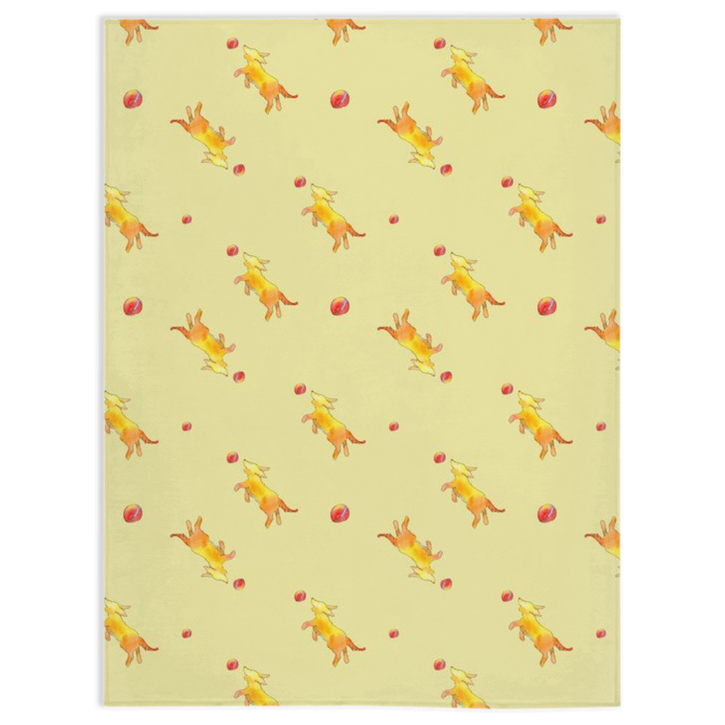 Playful Puppy Pattern Minky Blanket (Yellow)