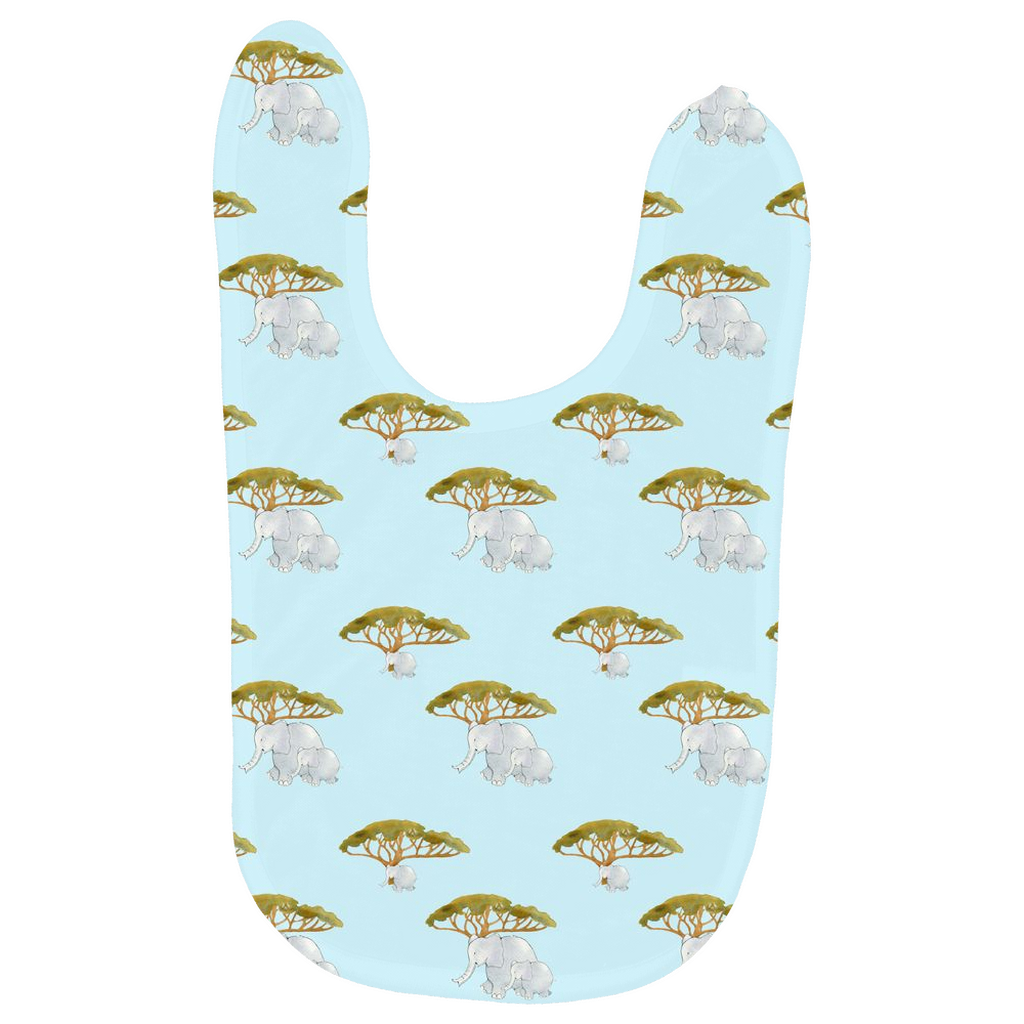 Elephant and Trees Baby Bib (Blue)