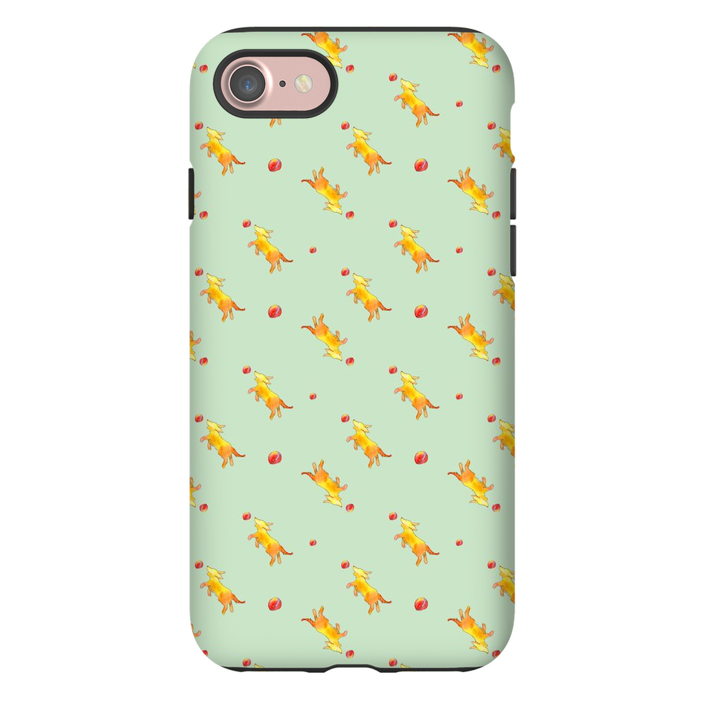 Playful Puppy Pattern iPhone Case (Green)