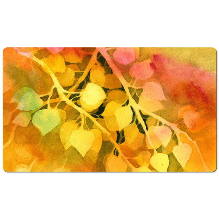 Golden Aspen Leaves Desk Mat