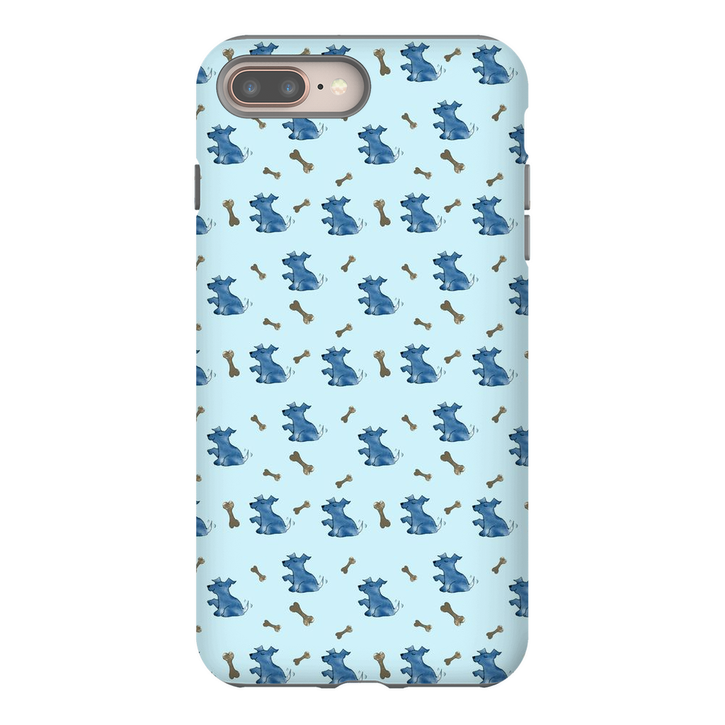 Simple Dog and Bone Pattern I Phone Case (Blue)