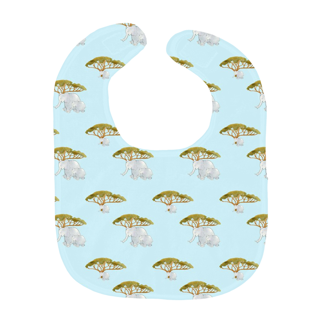 Elephant and Trees Baby Bib (Blue)