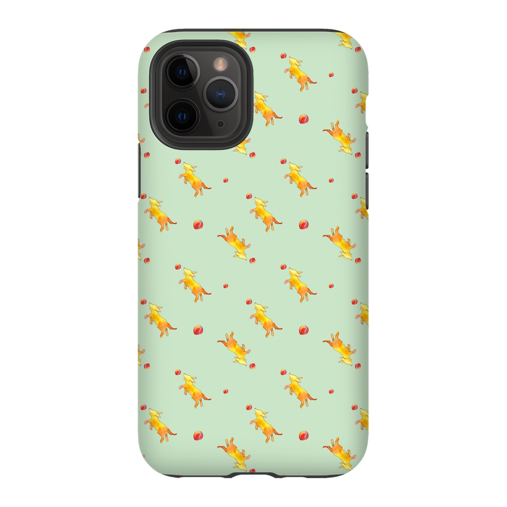 Playful Puppy Pattern iPhone Case (Green)