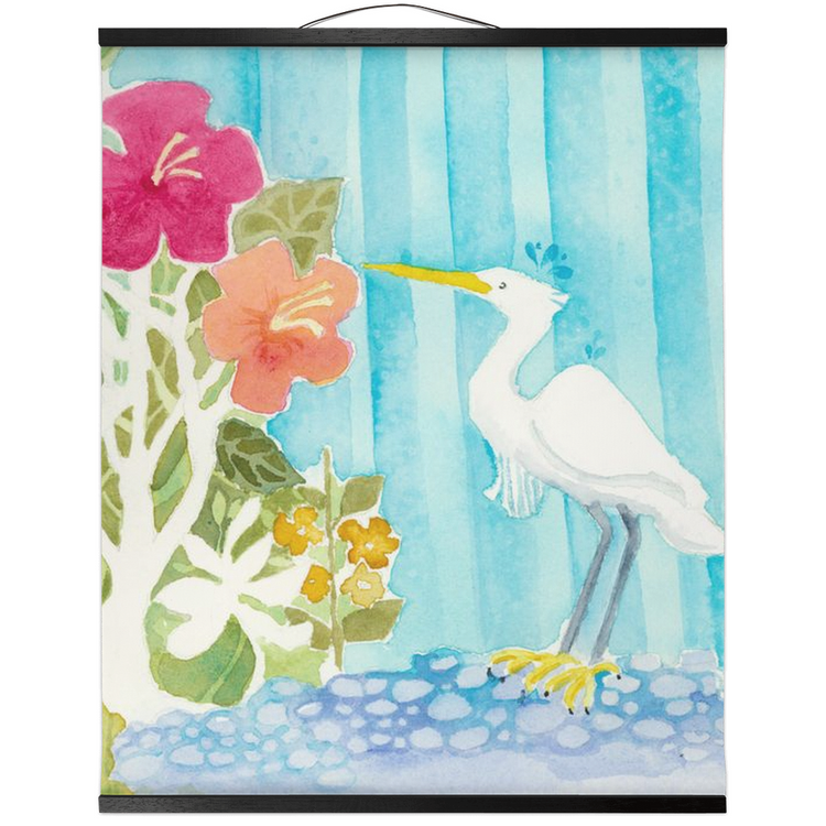 Snowy Egret Hanging Canvas Print