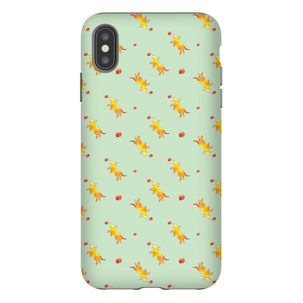 Playful Puppy Pattern iPhone Case (Green)