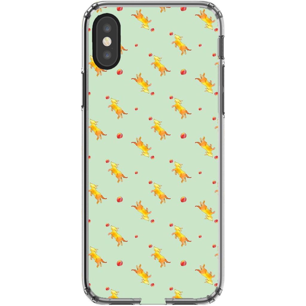 Playful Puppy Pattern iPhone Case (Green)