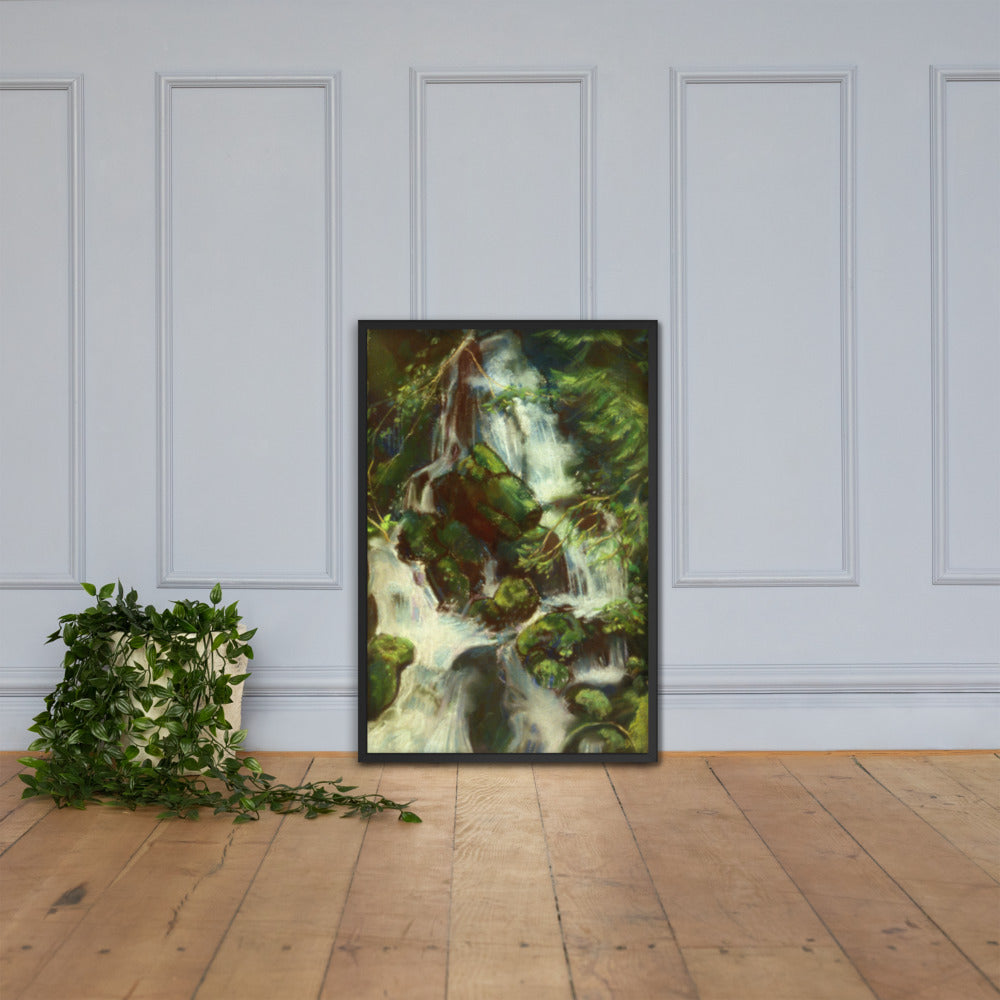 Forest Waterfall Framed Print