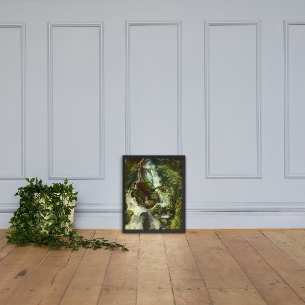 Forest Waterfall Framed Print