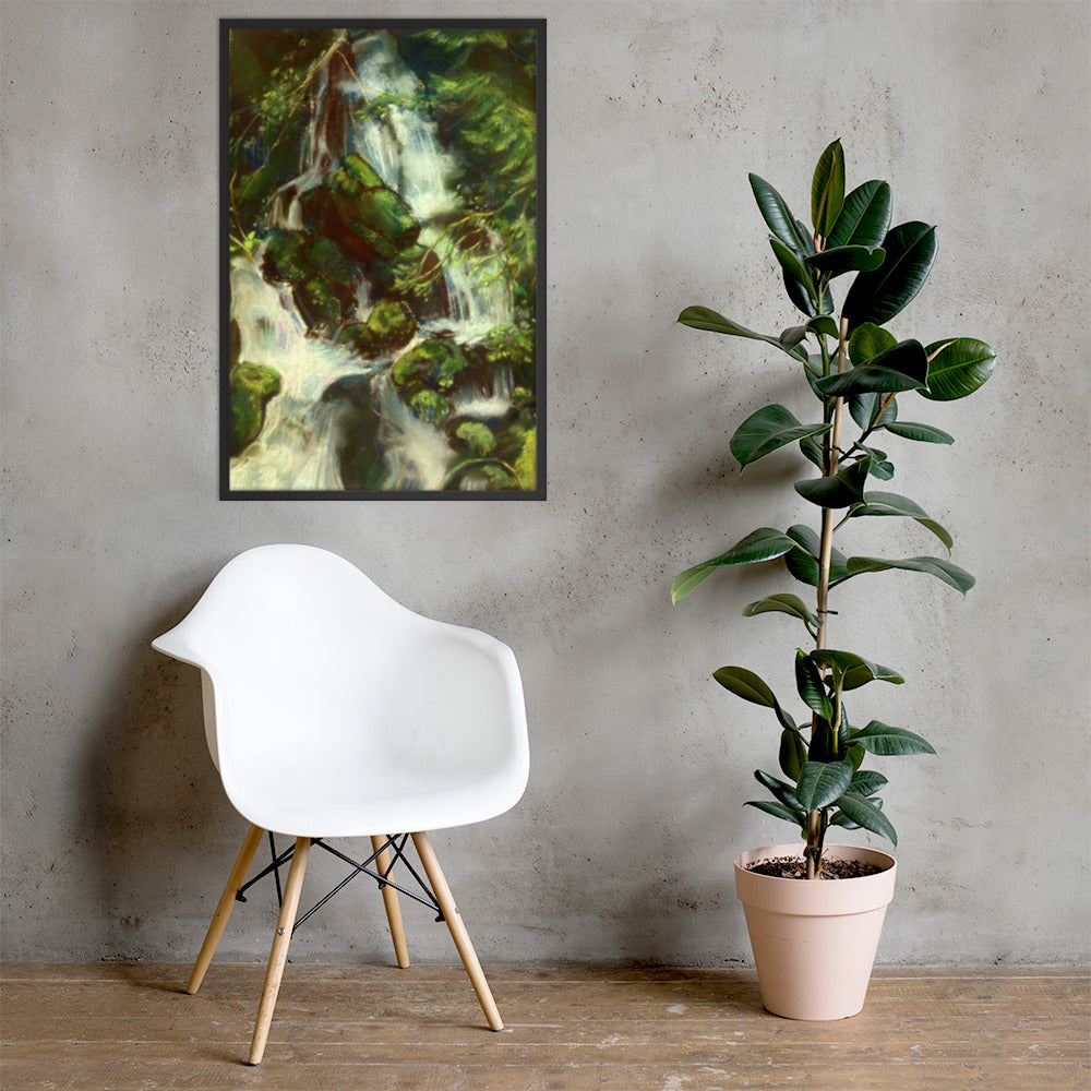 Forest Waterfall Framed Print